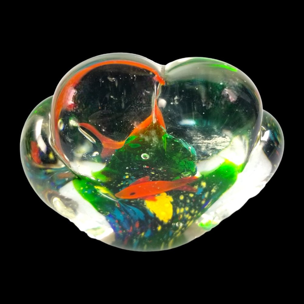 Murano Hand-Blown Double-Sided Fish Aquarium Italian Art Glass Paperweight. - Picture 15 of 15